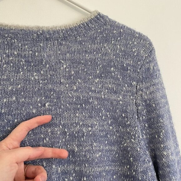 ELLE Scallop Hem Sweater Periwinkle Blue Purple Silver Metallic Crew Neck Preppy - Picture 14 of 15